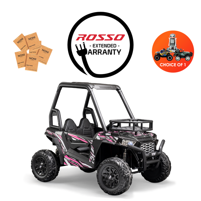Rosso X5 Premium - Side by Side Ride-On Bundle - w/ Pink Decals Featured