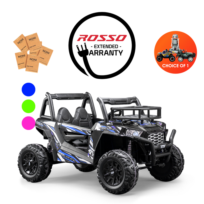 Rosso X7 Premium - Side by Side Electric Ride-On Bundle - 3 Colors in 1