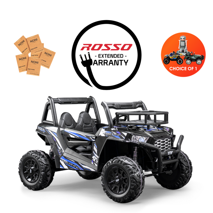 Rosso X7 Premium - Side by Side Electric Ride-On Bundle - w/ Blue Decals Featured