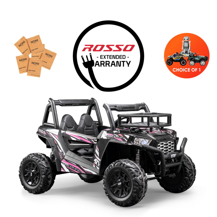 Rosso X7 Premium - Side by Side Electric Ride-On Bundle - w/ Pink Decals Featured