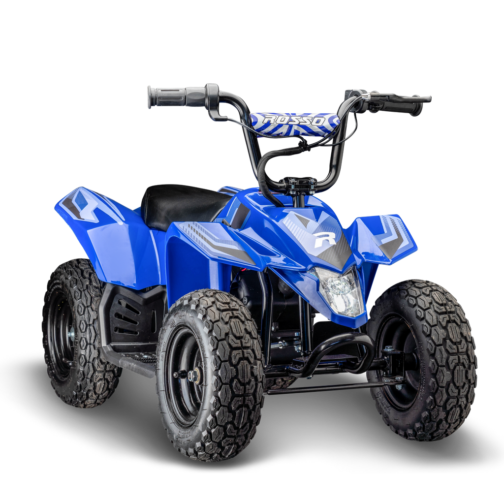 Electric Blue Four Wheeler For Kids Rosso Motors eQuad ATV