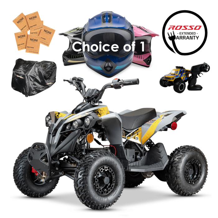 Pioneer e-802 electric ATV Bundle | Ages 6+ only | Yellow Decals Feat.
