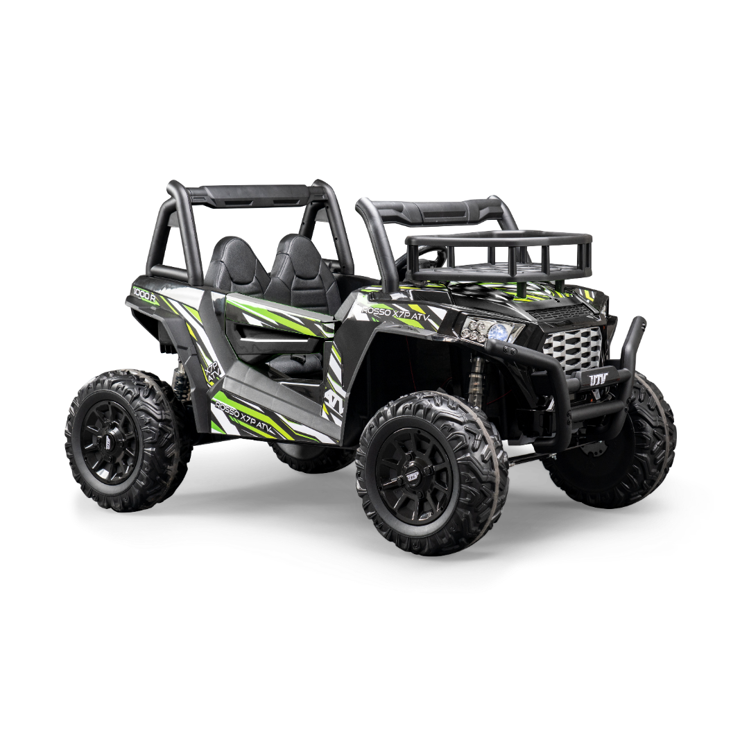 Rosso X7P Electric Ride On 2 Seater Jeep Car for Kids Green ASTM F963 Certified